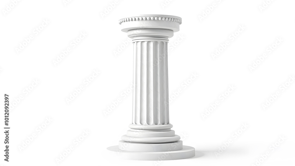 3d pillar, clean concrete, ornament designs, isolated on white background. Generative AI 3d pillar, clean concrete, ornament designs, isolated on white background. Generative AI