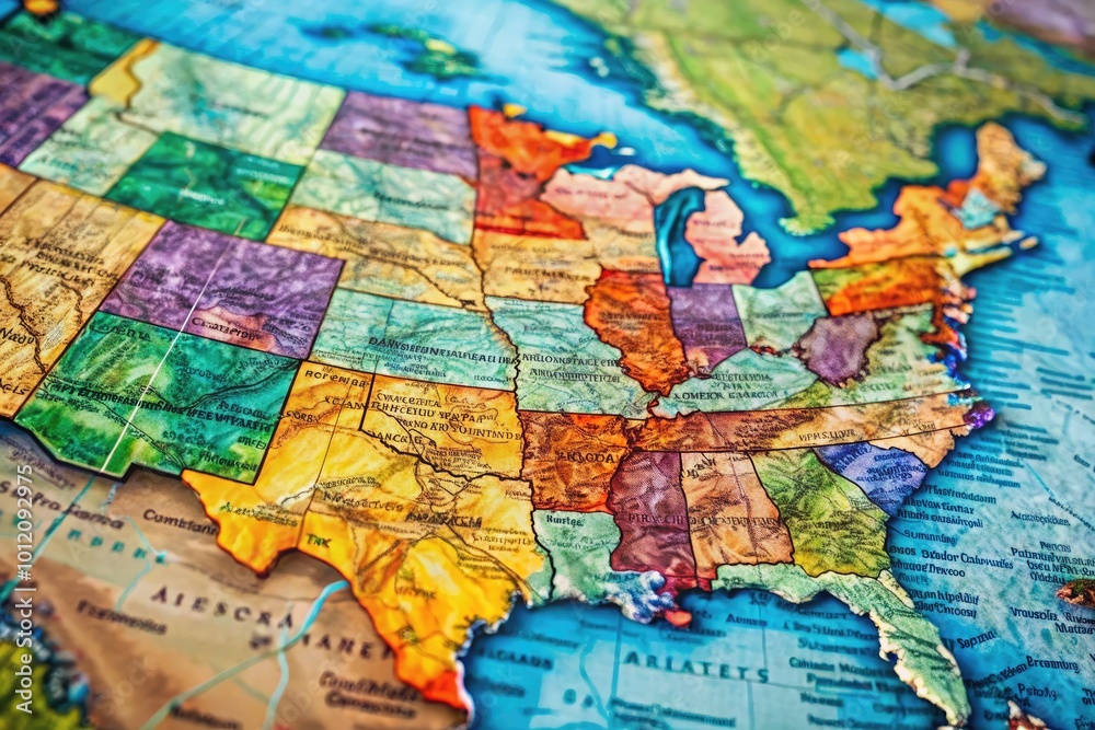 Detailed Map of All U.S. States Highlighting Geography and Borders for Educational Purposes Detailed Map of All U.S. States Highlighting Geography and Borders for Educational Purposes