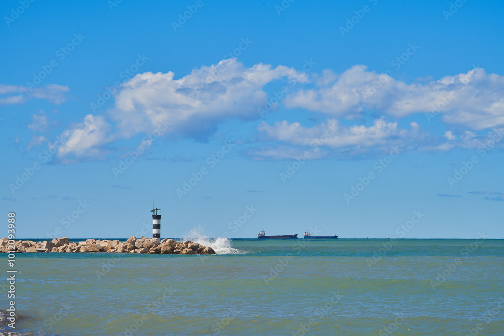 Fototapeta premium Lighthouse on the shore in the city of Bar, Montenegro