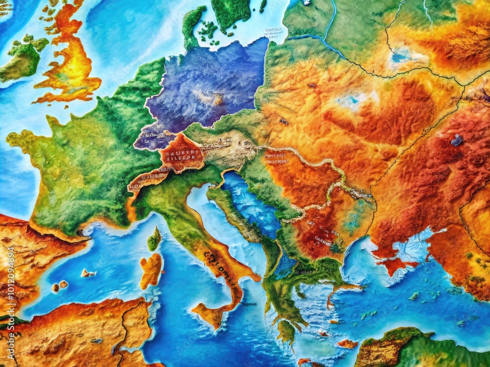 Detailed Map of Europe and Turkey Highlighting Borders, Major Cities, and Geographic Features Detailed Map of Europe and Turkey Highlighting Borders, Major Cities, and Geographic Features