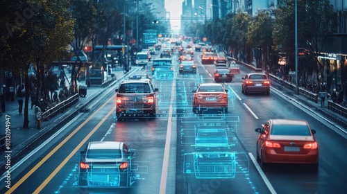 Smart LPR camera solutions for traffic monitoring, license plate recognition, AI vehicle detection, security surveillance, intelligent transport, and automated data analysis. AI generated illustration