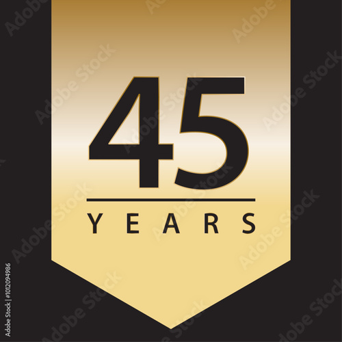 45 years tag golden gradient for celebration, events, anniversary