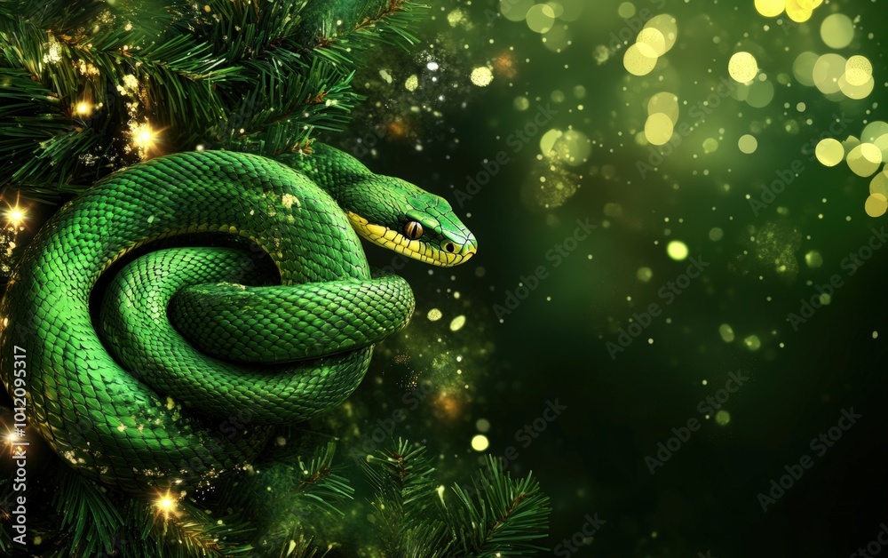 Christmass new year green snake background Christmass new year green snake background