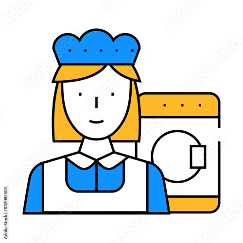 housekeeper woman job line icon vector. housekeeper woman job sign. isolated symbol illustration