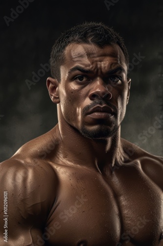 illustration of a strong boxer with big muscle