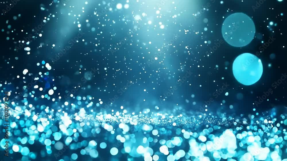 Sparkling Blue Bokeh Particles in Slow Motion with Soft Light Sparkling Blue Bokeh Particles in Slow Motion with Soft Light