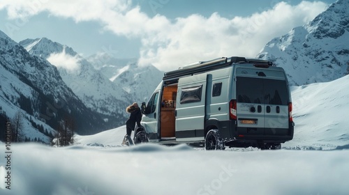 Camper Van Adventure in Snowy Mountains