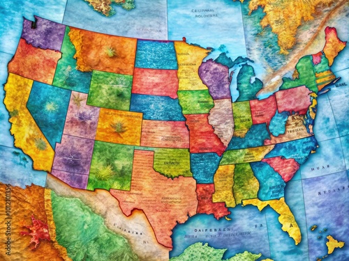 Detailed Map of the United States with Individual State Borders and Names for Educational Purposes