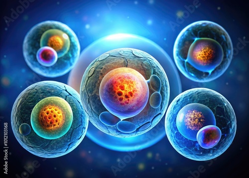 Detailed Mitosis Process Stages Illustrated in High-Resolution Biological Science Imagery photo