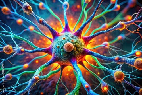 Detailed Multipolar Neuron Cell Illustration Highlighting Structure and Function in Neuroscience Study photo