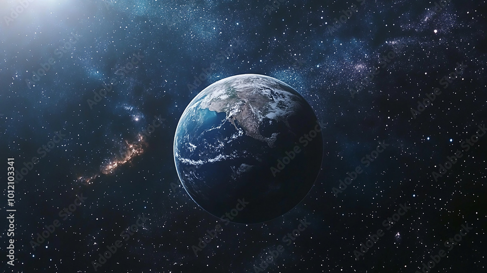 beautiful blue planet earth in outer space with many stars and constellations generated in ai beautiful blue planet earth in outer space with many stars and constellations generated in ai