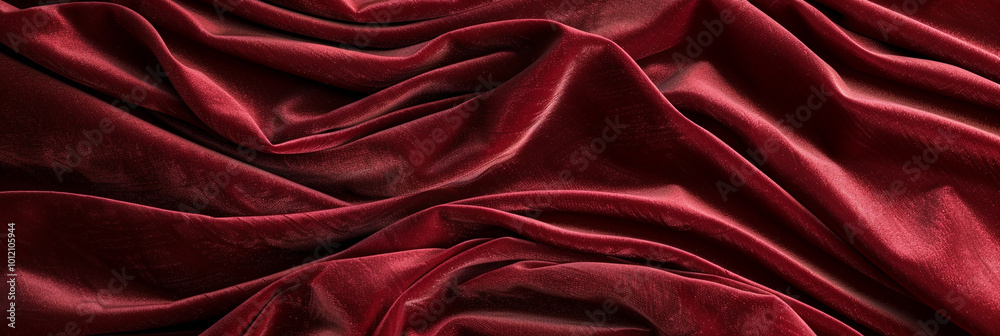 Obraz premium Luxurious Burgundy Velvet Curtain Draping with Rich Red Blank Space