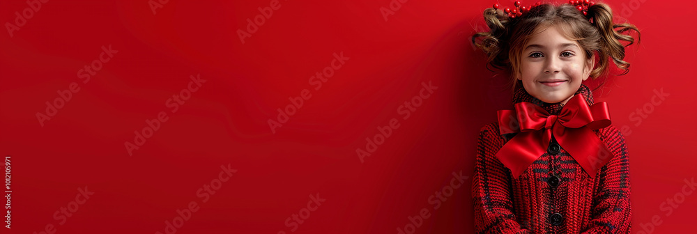 Playful Cartoon Style Oversized Red Bow with Blank Space Playful Cartoon Style Oversized Red Bow with Blank Space