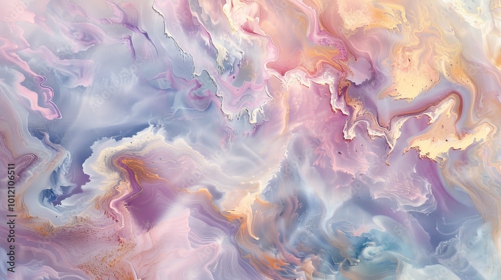 Fototapeta premium Whimsical Pastel Dreams Vibrant Brushstrokes and Soft Hues in High Detail Stock Image