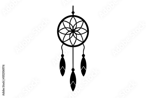 black dream catcher | vector silhouette illustration on white background