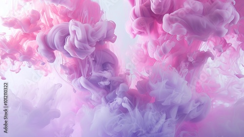 Vibrant Swirling Ink Clouds Captivating HighDetail Image of Pink and Purple Fluid Dynamics in Water