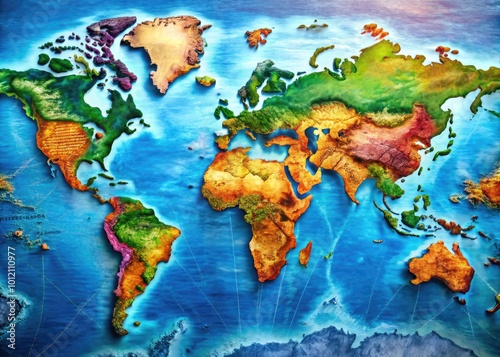 Detailed World Map Featuring All Continents and Oceans for Educational and Informational Use