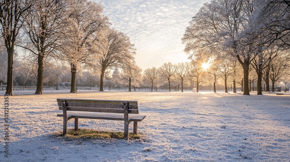 Serene winter morning in a frosty park Serene winter morning in a frosty park