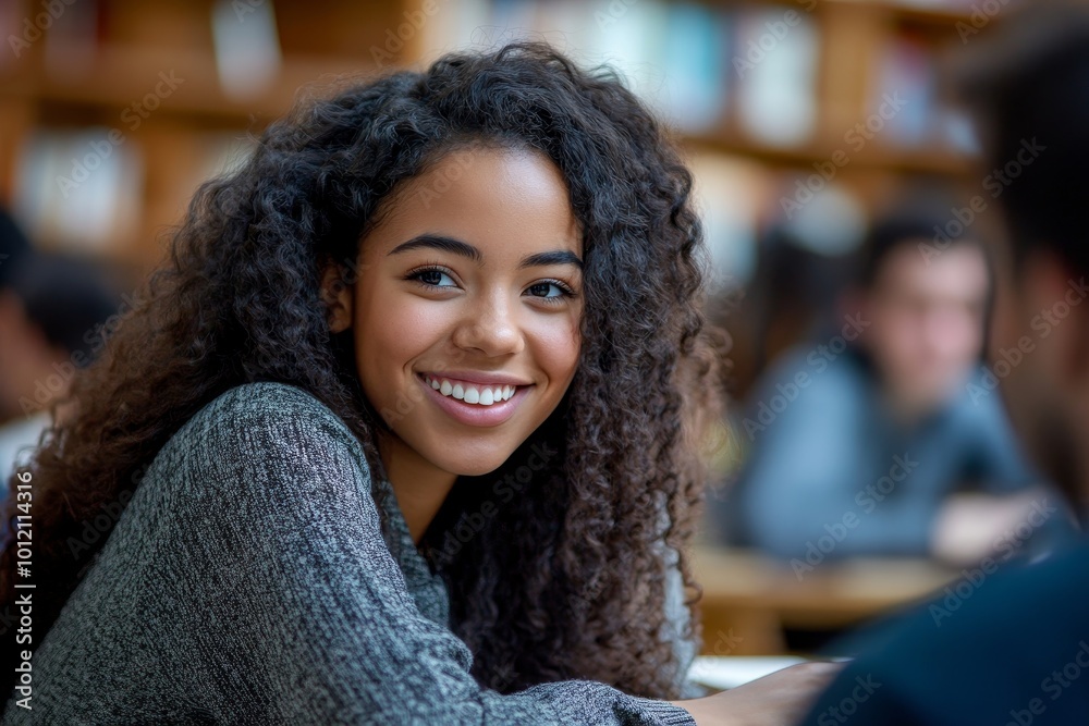 Diverse group of students taking notes in row during lecture in college or university, copy space, Generative AI