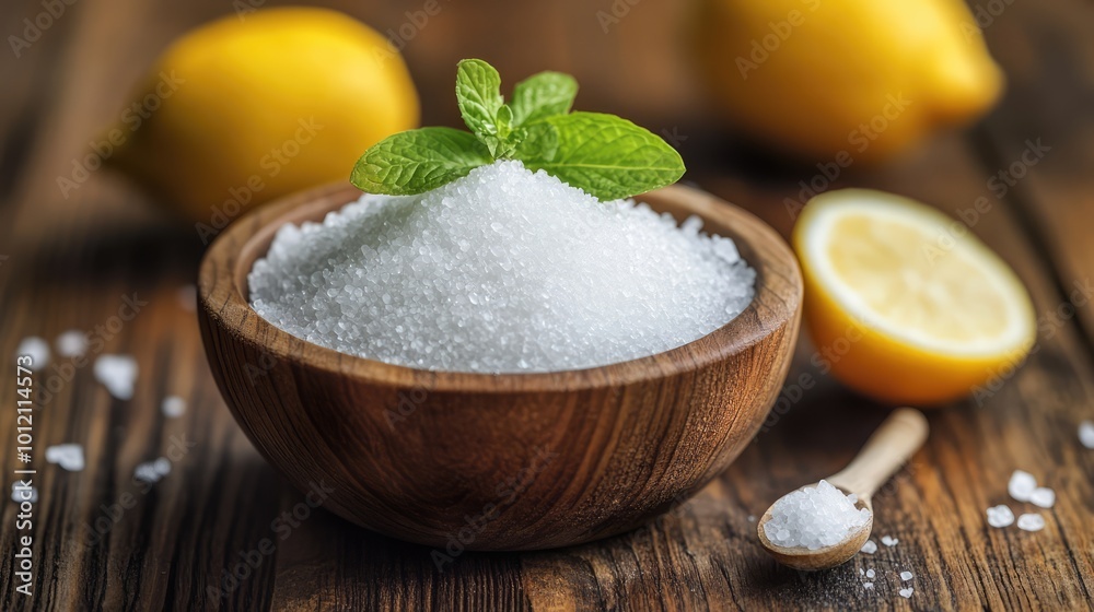 Citric Acid on Wooden Background. AI generated illustration. Citric Acid on Wooden Background. AI generated illustration.