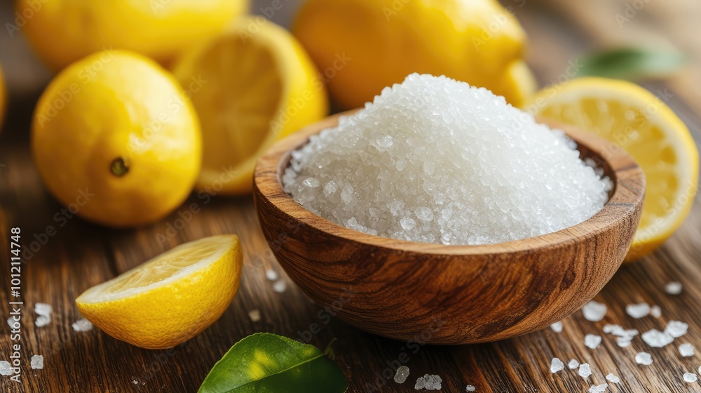 Citric Acid on Wooden Background. AI generated illustration. Citric Acid on Wooden Background. AI generated illustration.