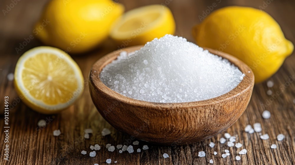 Citric Acid on Wooden Background. AI generated illustration. Citric Acid on Wooden Background. AI generated illustration.