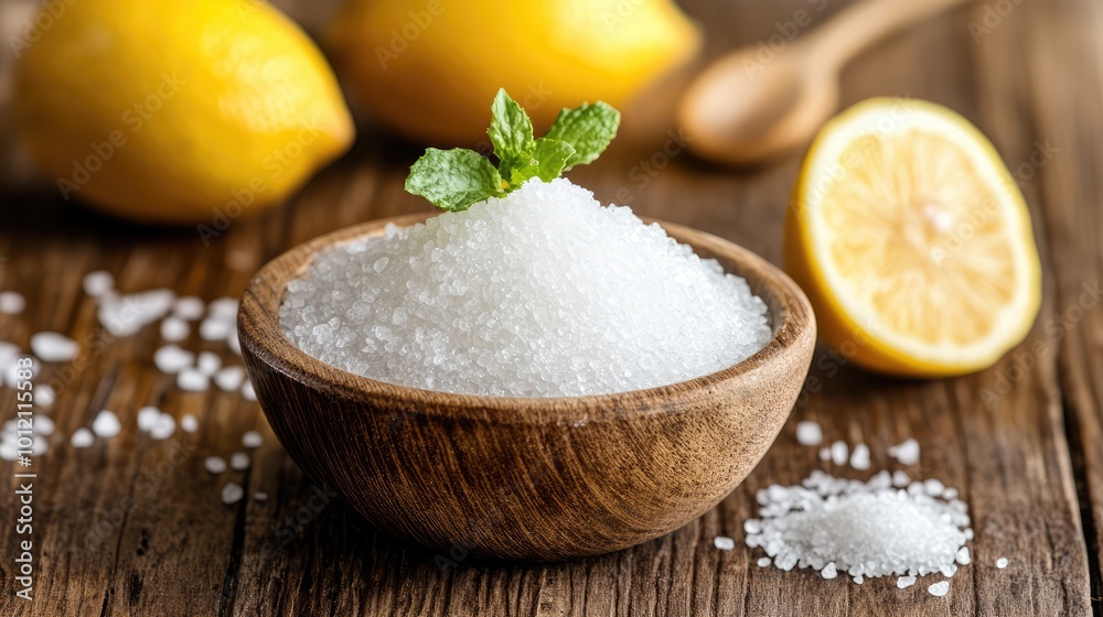 Citric Acid on Wooden Background. AI generated illustration. Citric Acid on Wooden Background. AI generated illustration.