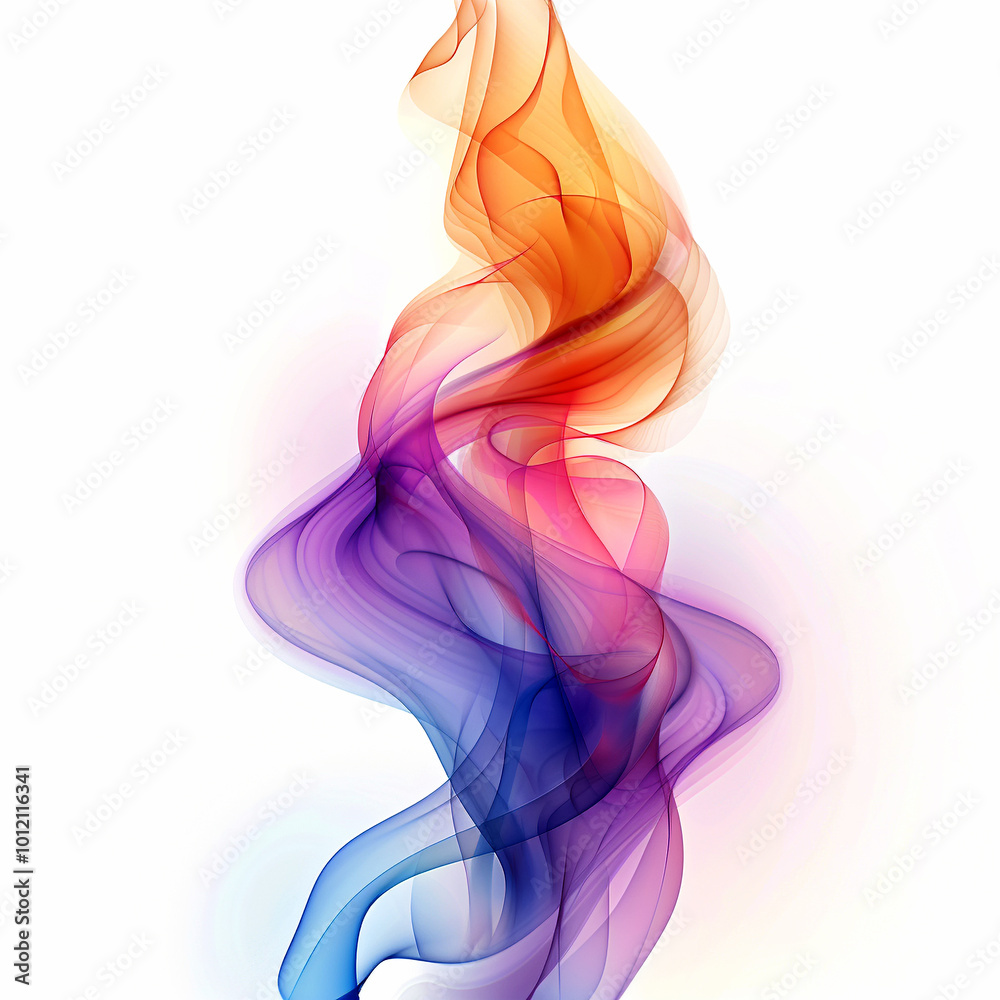 Colorful swirls of light dance gracefully against a white backdrop in artistic flow Colorful swirls of light dance gracefully against a white backdrop in artistic flow