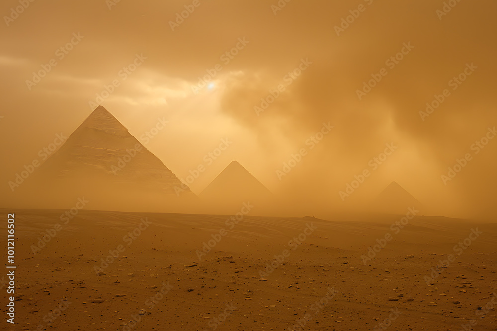 Pyramids of Giza at Sunset | Majestic Ancient Wonders Illuminated by the Golden Glow of the Evening Sky Pyramids of Giza at Sunset | Majestic Ancient Wonders Illuminated by the Golden Glow of the Evening Sky