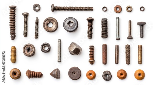 Collection of Metal Fasteners. AI generated illustration.