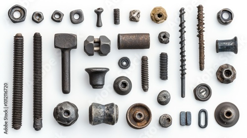 Collection of Metal Fasteners. AI generated illustration.