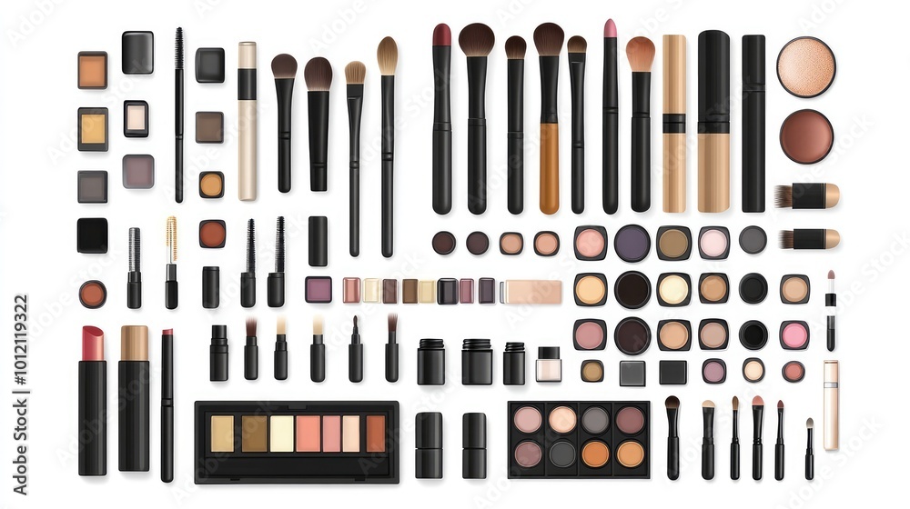 Comprehensive Makeup Set. AI generated illustration. Comprehensive Makeup Set. AI generated illustration.