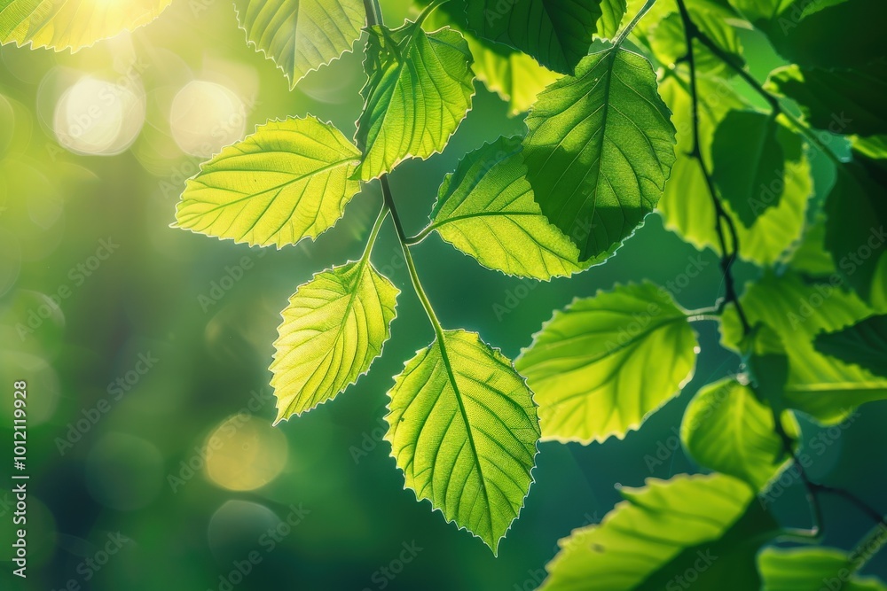 A leafy green tree with sunlight shining on it, generative ai image A leafy green tree with sunlight shining on it, generative ai image