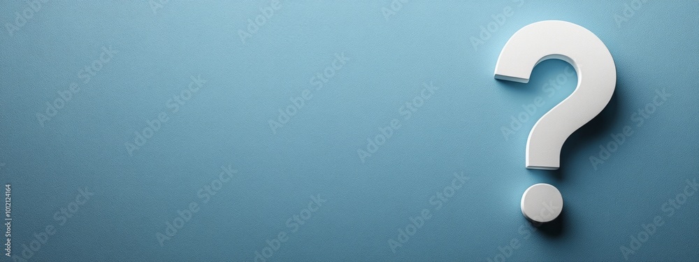 Large White Question Mark on Blue Background: Symbolizing Curiosity and the Unanswered Questions Large White Question Mark on Blue Background: Symbolizing Curiosity and the Unanswered Questions