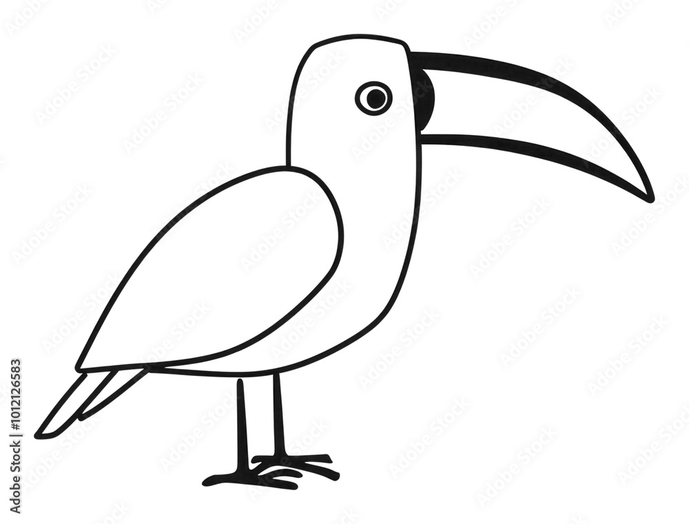 Obraz premium PNG Minimal illustration of toucan drawing animal sketch.