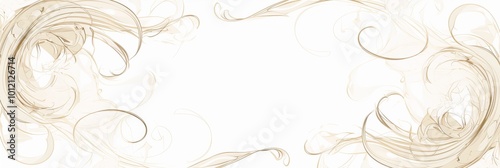 Elegant Line Art Frame for Invitation: Flowing Curves Forming Hearts at Each Corner on White Background