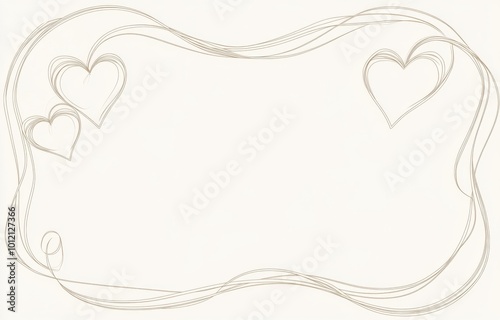 Elegant Line Art Frame for Invitation: Flowing Curves Forming Hearts at Each Corner on White Background

 photo