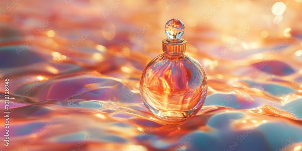 Captivating Elegance of Fragrance: A Beautifully Designed Bottle with Reflective Waves Captivating Elegance of Fragrance: A Beautifully Designed Bottle with Reflective Waves