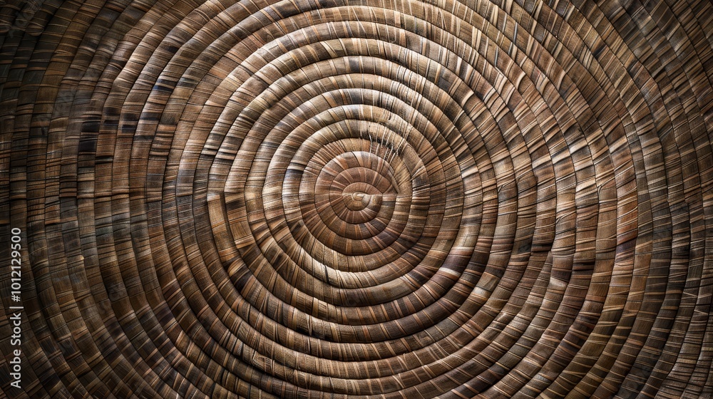 Artisanal Excellence Intricate Woven Mat from Above Handcrafted Texture and Detail in Circular Design Artisanal Excellence Intricate Woven Mat from Above Handcrafted Texture and Detail in Circular Design