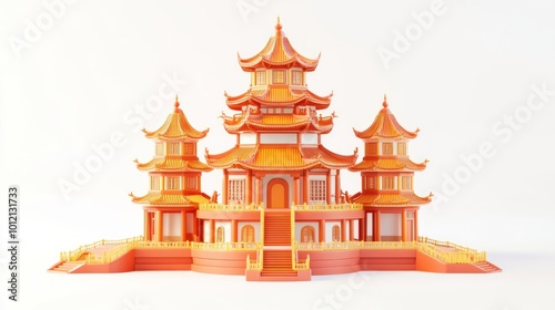 Wallpaper Mural A colorful traditional Asian-style pagoda with multiple tiers and intricate details. Torontodigital.ca