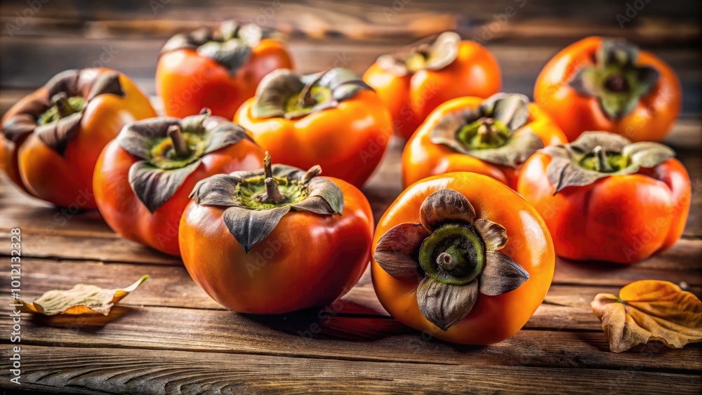 Dried Persimmons on Wooden Table with Natural Light Highlighting Their Unique Texture and Color Dried Persimmons on Wooden Table with Natural Light Highlighting Their Unique Texture and Color