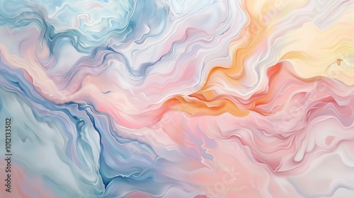 Pastel Dreams Ethereal Abstract Painting with Soft Blended Colors and Flowing Lines Topdown View Stock Image