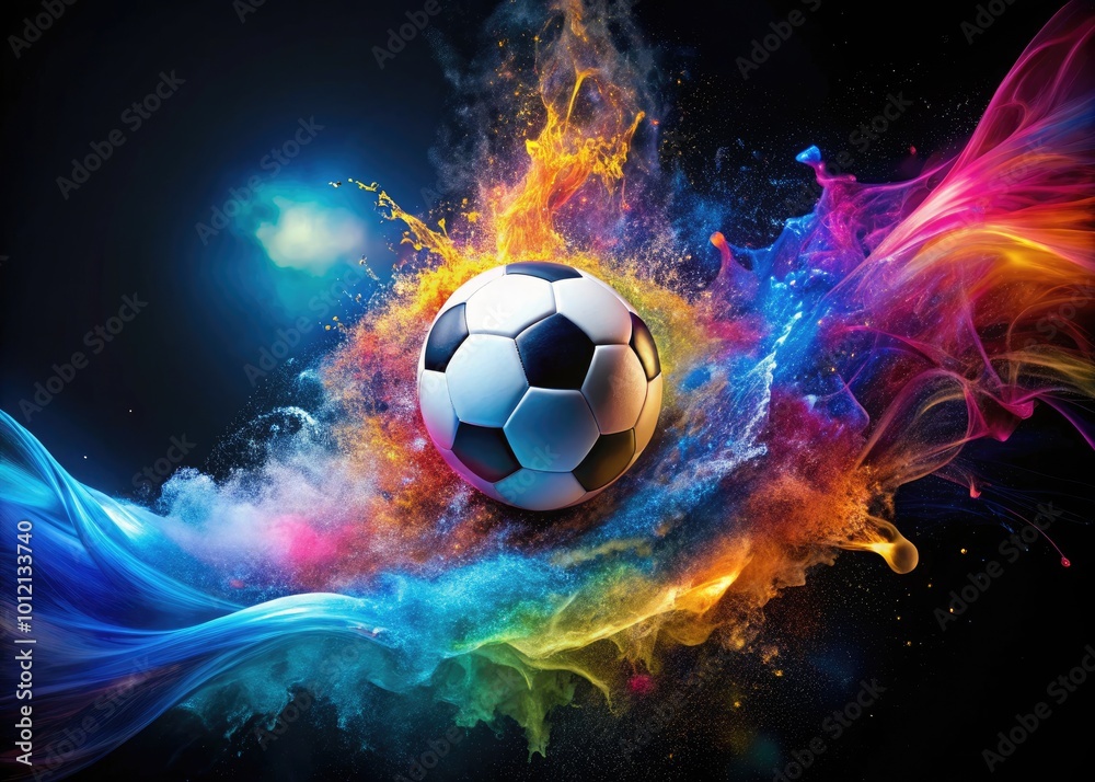 Fototapeta premium Dynamic Abstract Soccer Art with Vibrant Colors and Fluid Motion for Sports Enthusiasts and Decor