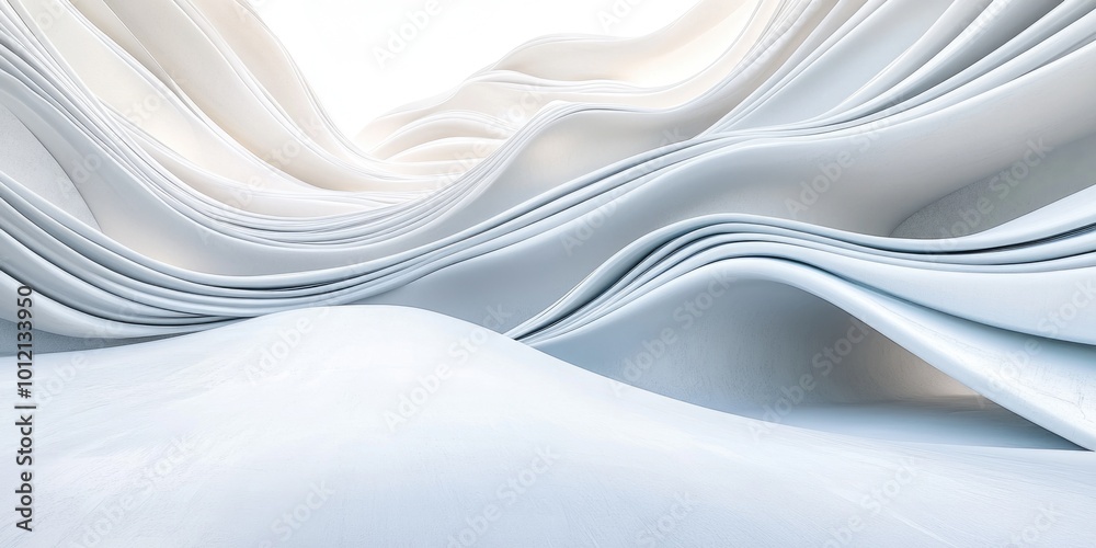 Obraz premium Ethereal Abstractity: Futuristic White Design with Geometric Patterns