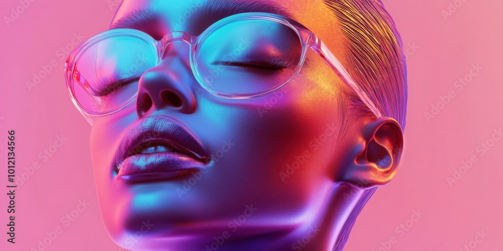 Captivating Digital Portrait: A Modern Beauty Embracing Vibrant Colors and Glamorous Style Captivating Digital Portrait: A Modern Beauty Embracing Vibrant Colors and Glamorous Style
