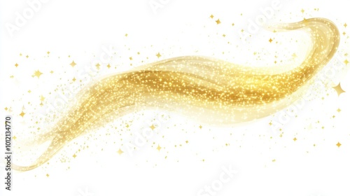 Bright golden comet tail with sparkling, A magic golden wind swirling