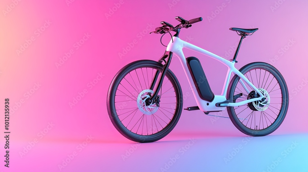 A high-end electric bike with a sleek battery design, isolated on a gradient background that transitions from light to dark. A high-end electric bike with a sleek battery design, isolated on a gradient background that transitions from light to dark.