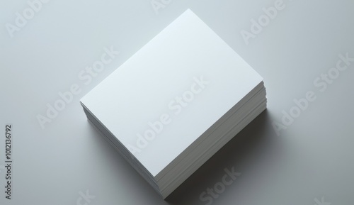 Stack of Blank Business Cards on Grey Background: High-Resolution Mockup Template with White Paper for Text or Photo, Ideal for Professional Presentations

 photo