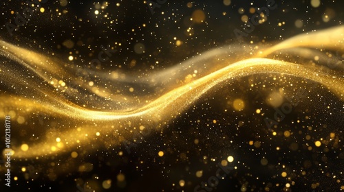 Bright golden comet tail with sparkling, A magic golden wind swirling