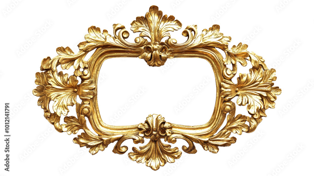 Antique ornate gilded frame isolated on white background, vintage rectangular gold photo frame with intricate carvings, classic decorative piece for artwork or photography display. Antique ornate gilded frame isolated on white background, vintage rectangular gold photo frame with intricate carvings, classic decorative piece for artwork or photography display.